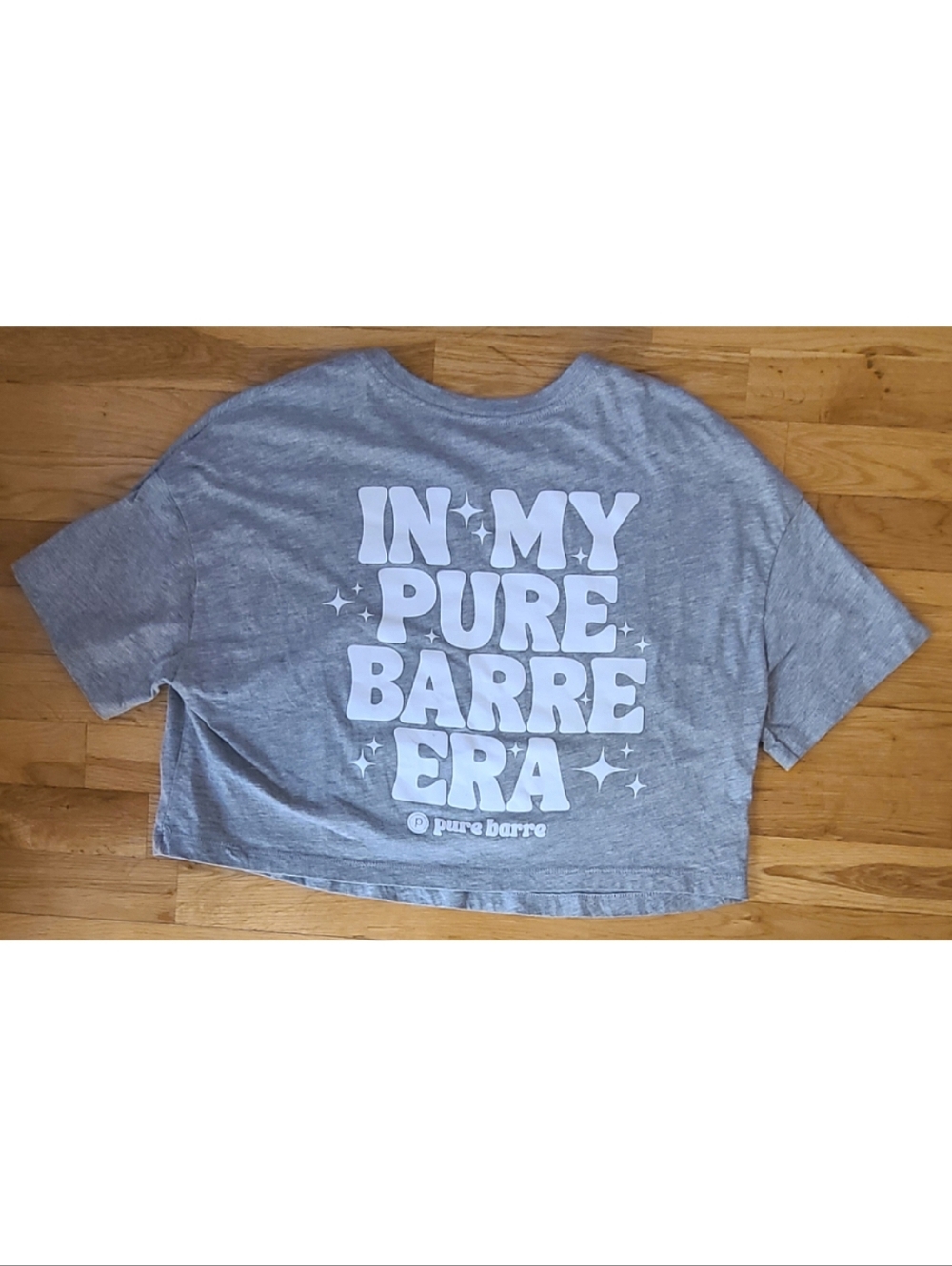 Pure Barre Smiley Face Crop Tee "In My Pure Barre Era" Grunge Loungewear Size M
